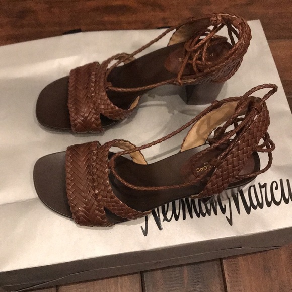 Michael Kors Collection Lace up Leather Sandals, Chocolate, Suze 40 1/2 - Picture 2 of 11